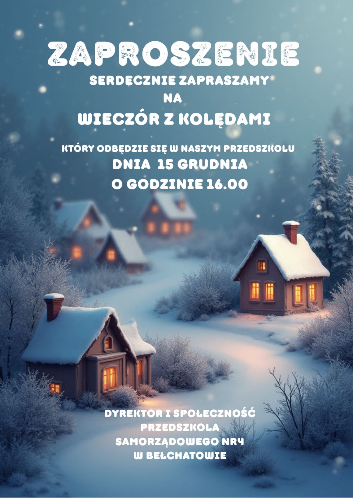 Zaproszenie na wieczór z kolędami.