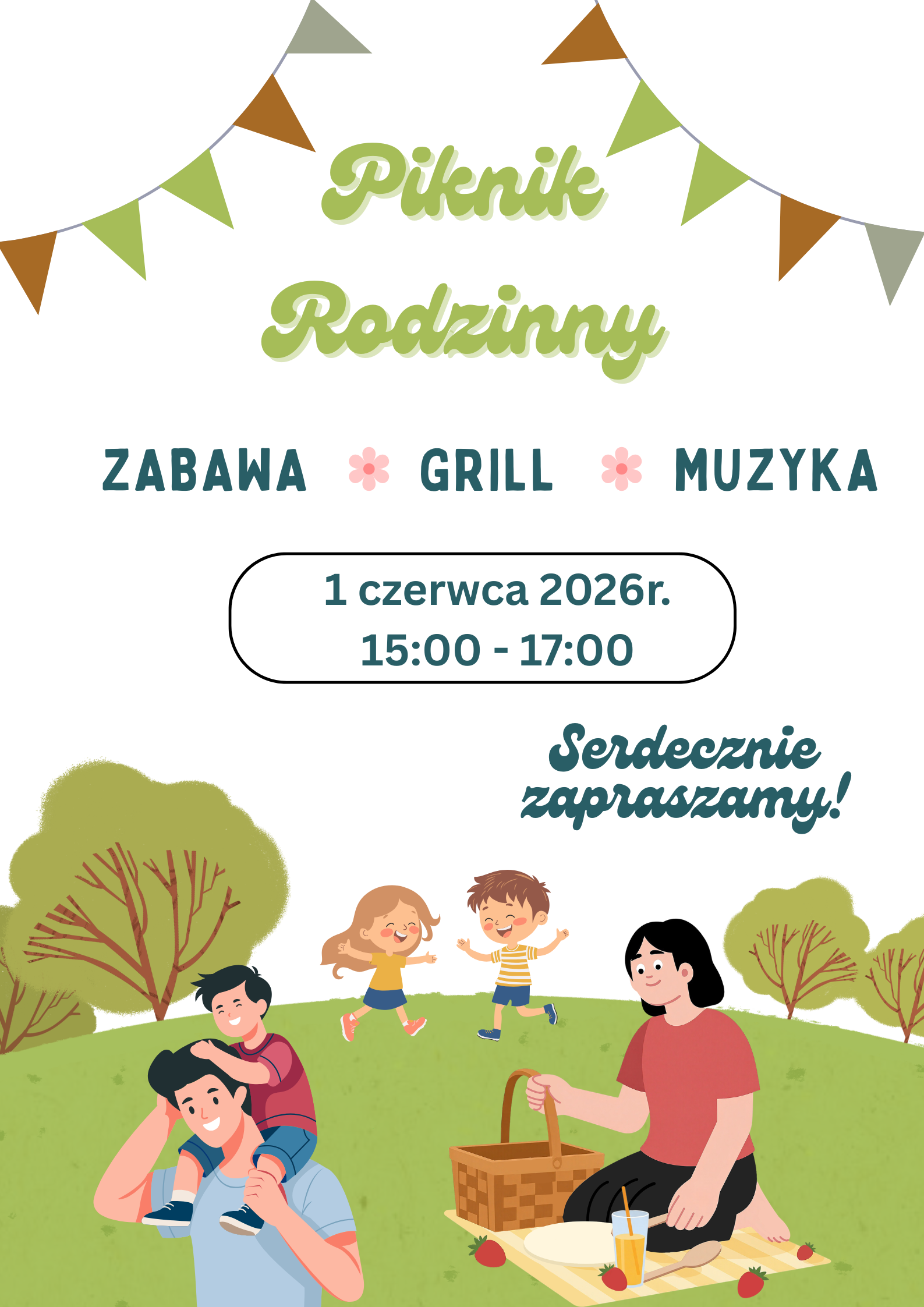 Plakat informujący o pikniku rodzinnym
